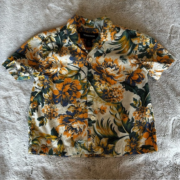 🌟3/$20🌟 NORDSTROM Toddler Boys Short Sleeve Print Button Down Collared Shirt - Picture 1 of 4